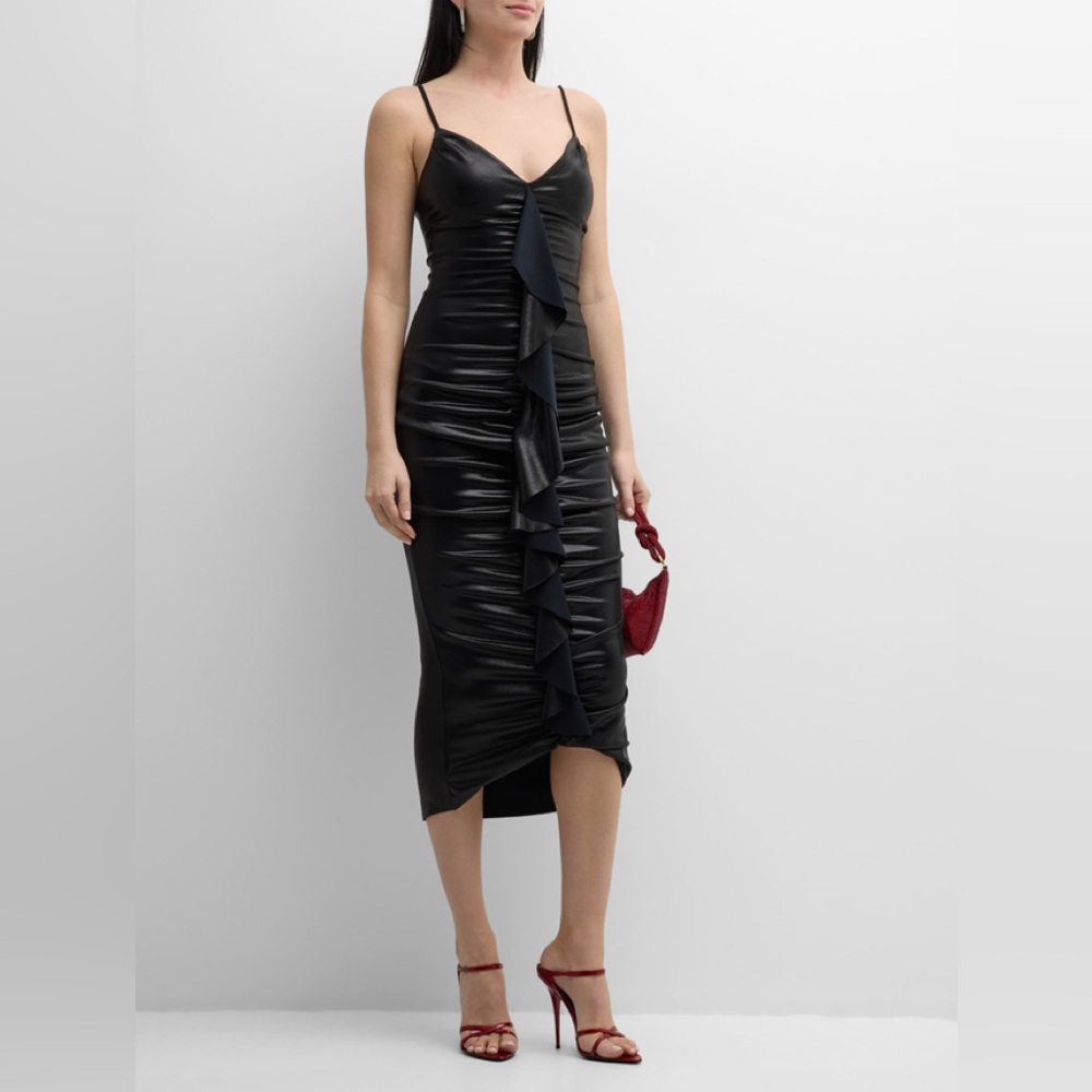 Chiara Boni La Petite Robe
Sleeveless Ruched Ruffle Midi Dress size 4